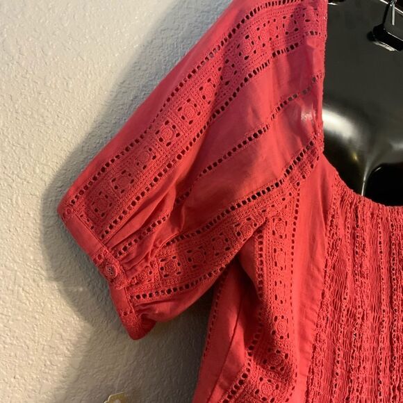 Gianni Bini Button Front Eyelet Coral Dress size L - Picture 6 of 9